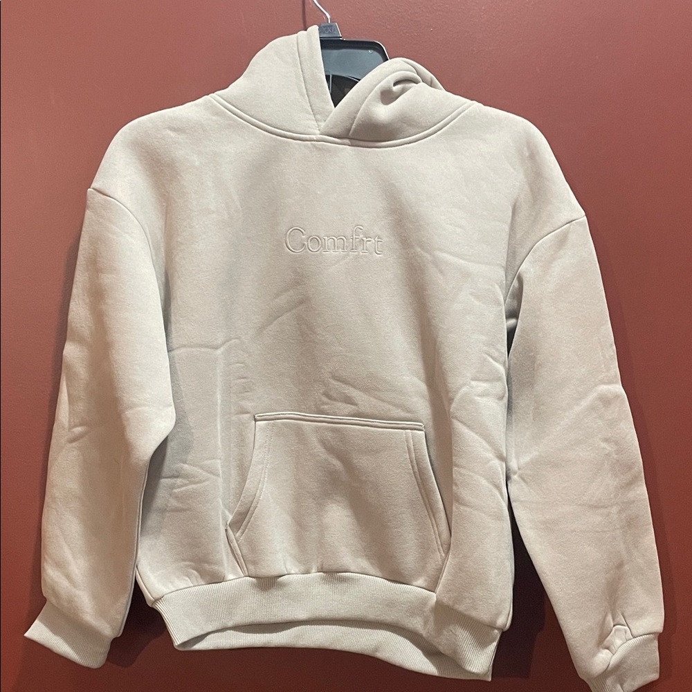 Comfrt Embroidered Cream Hoodie / Comfort Hoodie